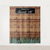 ブラック スノー ウッディ フォレスト スイート 16 フォト 背景 タペストリー (正面)