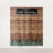 ブラック スノー ウッディ フォレスト 誕生日 フォト 背景 タペストリー (正面)