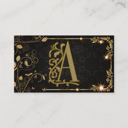 ブラック スパークル モノグラム  名刺 (正面)