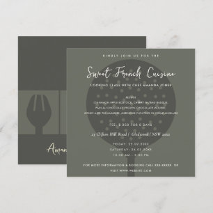 ブラック スプーン フォーク クッキング クラス インビテーション テンプレート