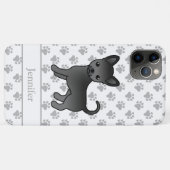 ブラック+スムースコート+チワワ+キャラクター犬+名前 Case-Mate iPhoneケース (裏面(横))