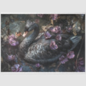 ブラック・スワン+紫の花 デコパージュ 薄葉紙 (正面)