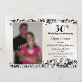 ブラック スワール & クリーム 30周年 結婚記念日 写真 招待状 (正面/裏面)