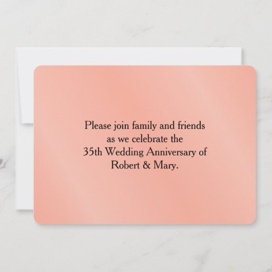 ブラック スワール & コーラル 35周年 結婚記念日 写真 招待状 (裏面)