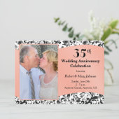 ブラック スワール & コーラル 35周年 結婚記念日 招待状 (スタンド正面)