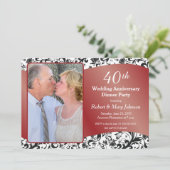 ブラック スワール & ルビー 40周年 結婚記念日 写真 招待状 (スタンド正面)