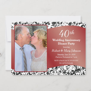 ブラック スワール & ルビー 40周年 結婚記念日 写真 招待状