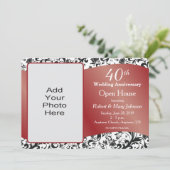 ブラック スワール & ルビー 40周年 結婚記念日 招待状 (スタンド正面)