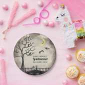 ブラック&セピア不気味シーンハローウィンパーティ ペーパープレート (パーティー)