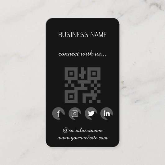 ブラック – ソーシャルメディアQRコード名刺 名刺 (正面)