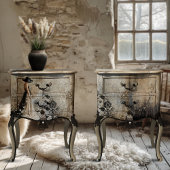 ブラック・タイエレガント・女性ポートレートとフローラ 薄葉紙