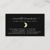 ブラック タイニー ウォーターカラー ゴールド ムーン 名刺 (裏面)