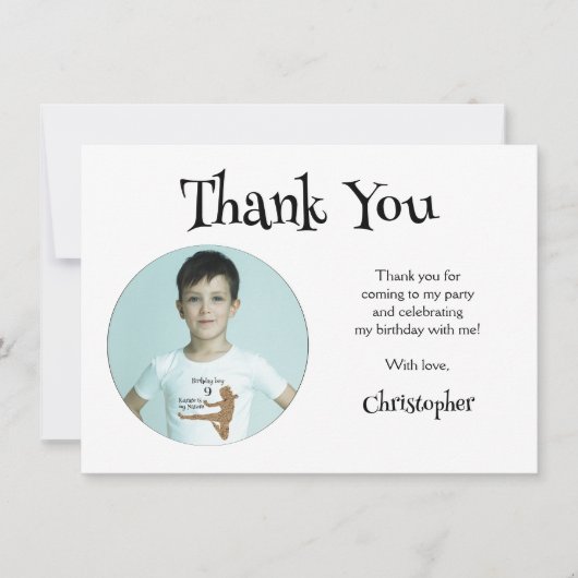 ブラック タイポグラフィー フォト ボーイ かわいい キッズ ありがとう (正面)