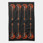 ブラック・タオルのエレキギター キッチンタオル (縦)