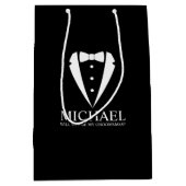 ブラック・タキシードのスーツパーソナライズされたグロスマン提案 ミディアムペーパーバッグ (正面)