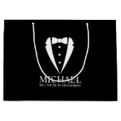 ブラック・タキシードのスーツパーソナライズされたグロスマン提案 ラージペーパーバッグ (正面)