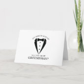 ブラック・タキシードのスーツパーソナライズされたグロスマン提案 招待状 (正面)