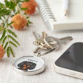 ブラック&タンカバリエールキングチャールズスパニエル犬&ネーム キーホルダー (側面)