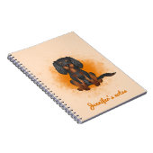 ブラック&タンカバリエールキングチャールズドッグオンオレンジ ノートブック (右側)