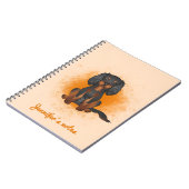 ブラック&タンカバリエールキングチャールズドッグオンオレンジ ノートブック (左側)