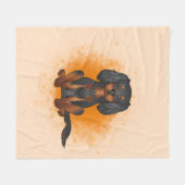 ブラック&タンカバリエールキングチャールズドッグオンオレンジ フリースブランケット (正面(横))