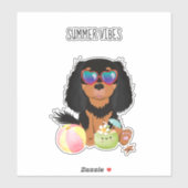 ブラック&タンカバリヤキングチャールズスパニエル犬ビーチ シール (シート)