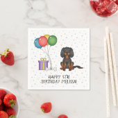 ブラック&タンカバリヤキングチャールズスパニエル犬誕生日 スタンダードカクテルナプキン (インサイチュ)