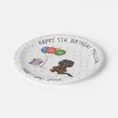 ブラック&タンカバリヤキングチャールズスパニエル犬誕生日 ペーパープレート (アングル)