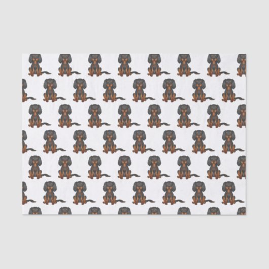 ブラック&タンカバリヤーキングチャールズスパニエル犬パターン 薄葉紙 (正面)