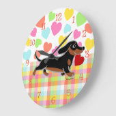 ブラック&タンスムースムーズランニングダシュントハート ラージ壁時計 (傾斜)