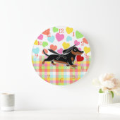 ブラック&タンスムースムーズランニングダシュントハート ラージ壁時計 (ホーム)