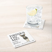 ブラック&タントリコラーチワワ結婚ーズ スクエアペーパーコースター (インサイチュ)