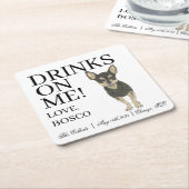 ブラック&タントリコラーチワワ結婚ーズ スクエアペーパーコースター (アングル)