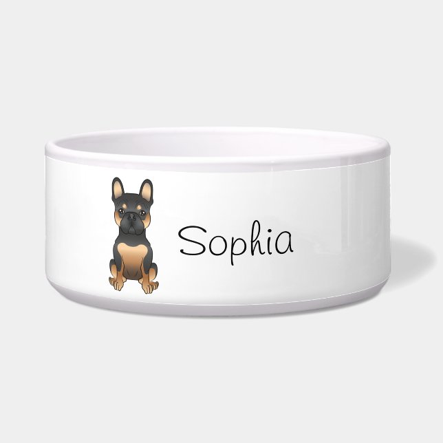 ブラック&タンフランスのブルドッグ/フランス犬 ボウル (正面)