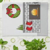 ブラック&タンロングヘアダックスシュント – クリスマスルーム キッチンタオル (折り畳み)