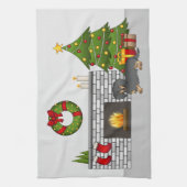 ブラック&タンロングヘアダックスシュント – クリスマスルーム キッチンタオル (縦)