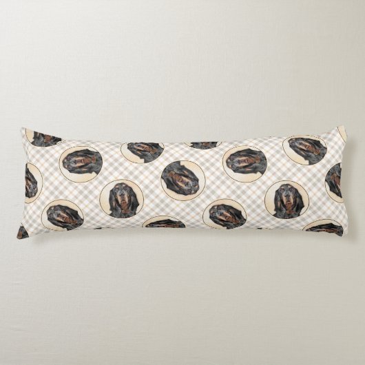 ブラック&タン絵を描クーンハウンドオリジナルドッグアート ボディピロー (正面)