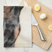 ブラック&タン絵画クーンハウズ – オリジナルドッグアート キッチンタオル (四つ折り)