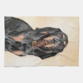 ブラック&タン絵画クーンハウズ – オリジナルドッグアート キッチンタオル (横)