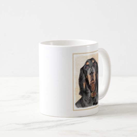 ブラック&タン絵画クーンハウズ – オリジナルドッグアート コーヒーマグカップ (正面右)