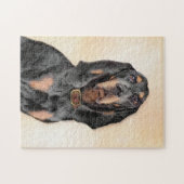 ブラック&タン絵画クーンハウズ – オリジナルドッグアート ジグソーパズル (横)