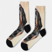ブラック&タン絵画クーンハウズ – オリジナルドッグアート ソックス (左)