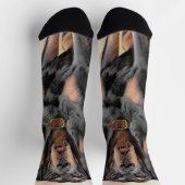 ブラック&タン絵画クーンハウズ – オリジナルドッグアート ソックス (上部)
