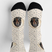 ブラック&タン絵画クーンハウズ – オリジナルドッグアート ソックス (上部)