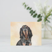 ブラック&タン絵画クーンハウズ – オリジナルドッグアート ポストカード (スタンド正面)