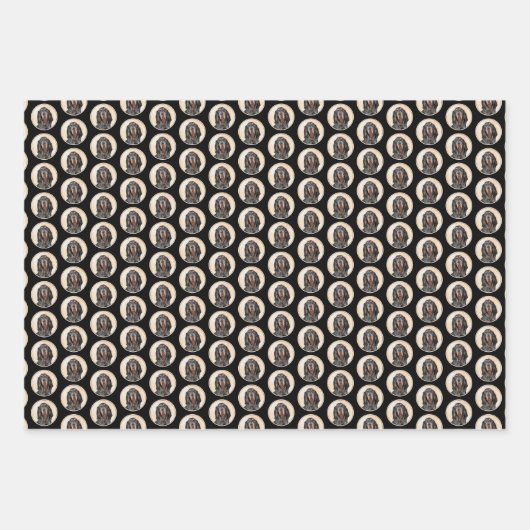 ブラック&タン絵画クーンハウズ – オリジナルドッグアート ラッピングペーパーシート (正面3)