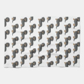 ブラック&タン長髪ダックシュントかわいい犬のパターン キッチンタオル (横)