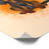 ブラック&タン・カバリエ・キング・チャールズ・オン・オレンジ ポスター (角)