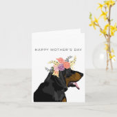 ブラック&タン・クーンハウンド母の日 カード (黄色い花)