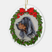 ブラック&タン・コンハウンド・アートby Glenda S. Harlan セラミックオーナメント (左)